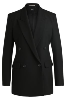 Hugo Boss Regular-fit Jacket With Double-breasted Closure In Black