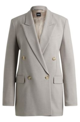 Hugo Boss Regular-fit Jacket With Double-breasted Closure In Light Grey