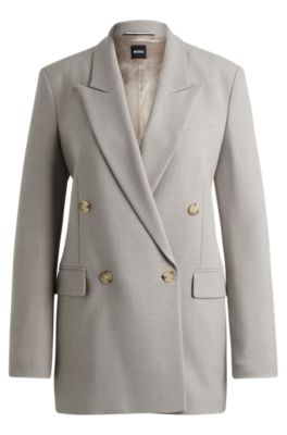 Hugo Boss Regular-fit Jacket With Double-breasted Closure In Gray