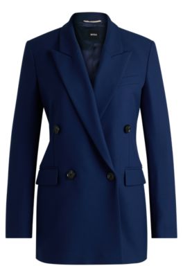 Hugo Boss Regular-fit Jacket With Double-breasted Closure In Blue