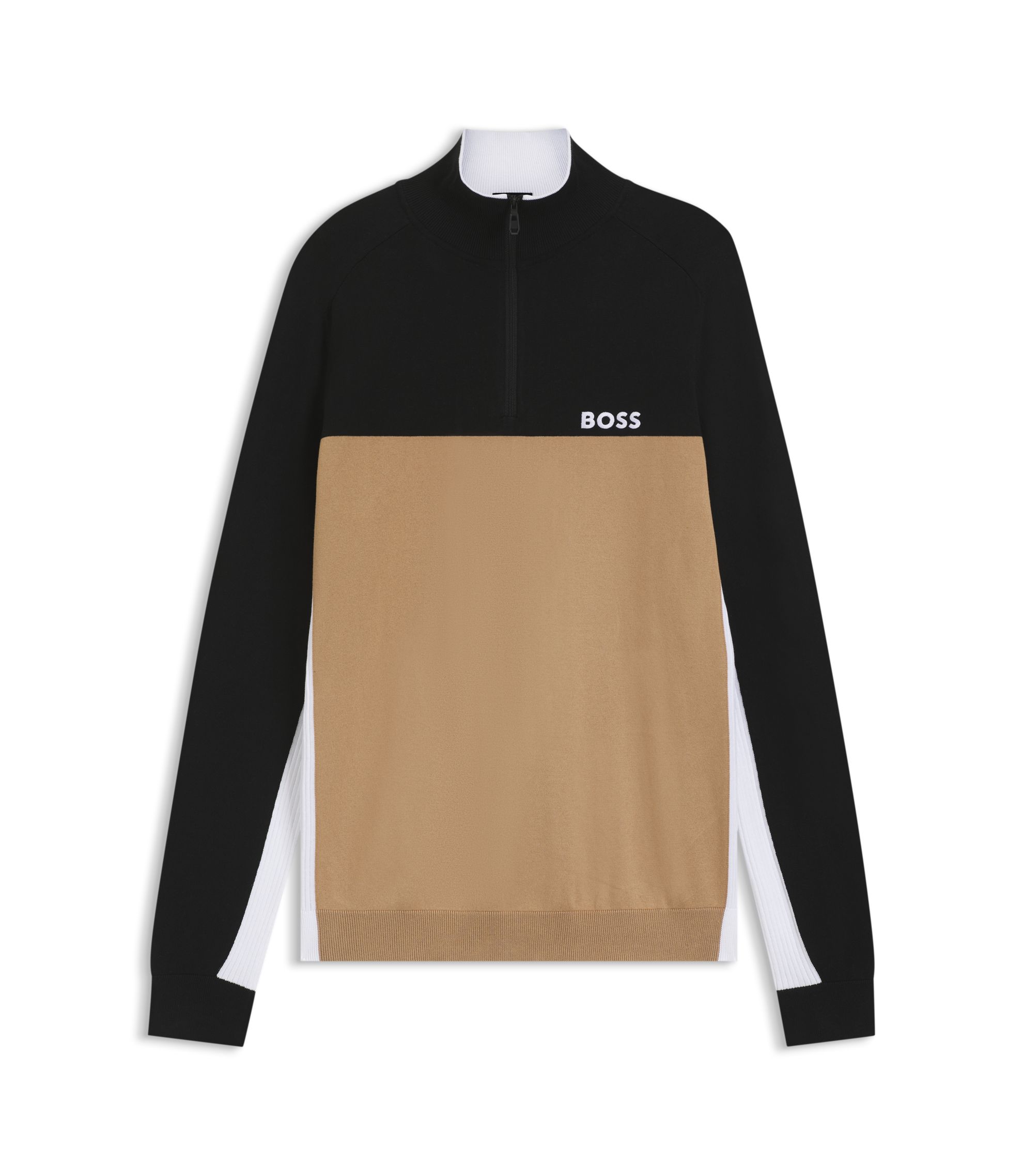 BOSS - Regular-fit sweater with color-blocking - Black