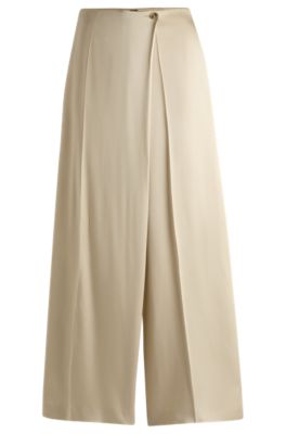 【PORTERNA】Hugo Washing Wide Pants BOSS - Wide-leg trousers in stretch fabric - Blue