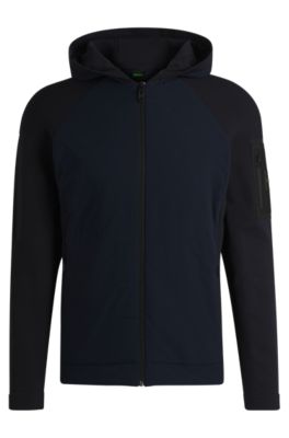 Knitted jacket with padded front, Dark Blue