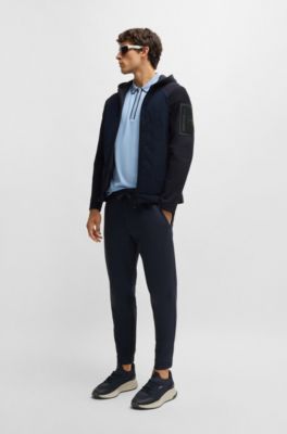 Knitted jacket with padded front, Dark Blue