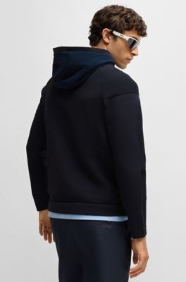 Knitted jacket with padded front, Dark Blue