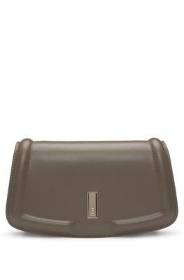 Hugo Boss Matte-leather Clutch Bag With Signature Hardware In Brown