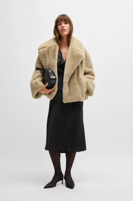 Cowl-neck dress in fluent satin with cowl neckline