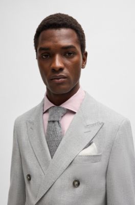 Knitted pocket square in cashmere and silk, Grey