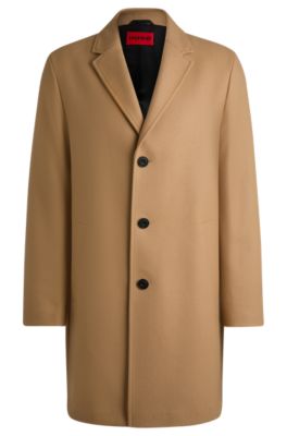 Regular-fit coat in wool, Beige