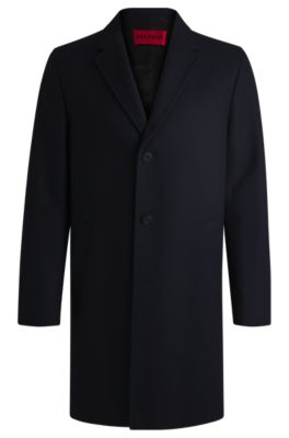 Regular-fit coat in wool, Dark Blue