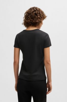 Cotton T-shirt with crystal-embellished Double B monogram, Black