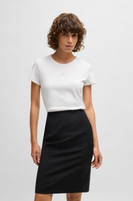 Cotton T-shirt with crystal-embellished Double B monogram, White