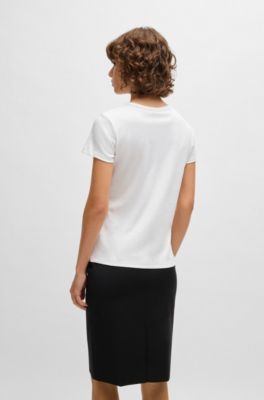 Cotton T-shirt with crystal-embellished Double B monogram, White