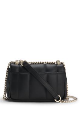 Faux-leather shoulder bag with Double B monogram, Black