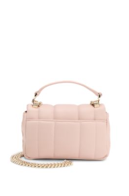 Faux-leather shoulder bag with Double B monogram, light pink