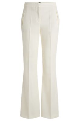 Hugo Boss Regular-fit Trousers In Wool Twill In White