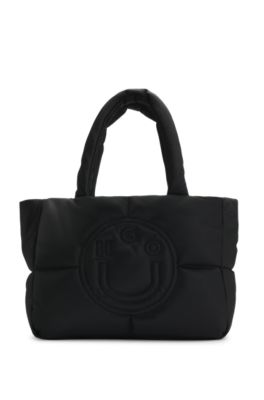 Hugo Boss Padded Tote Bag With Smiley-face Logo In Black