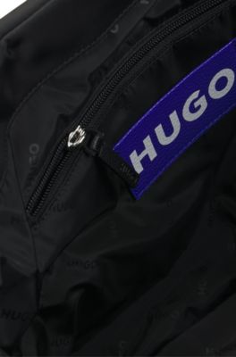 Padded tote bag with Happy HUGO logo, Black