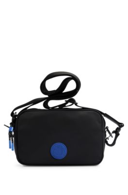 Hugo Boss Crossbody Bag With Smiley-face Logo Patch In Black