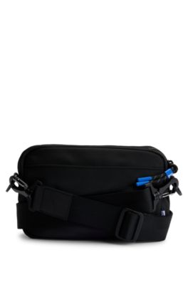 Crossbody bag with smiley-face logo patch, Black