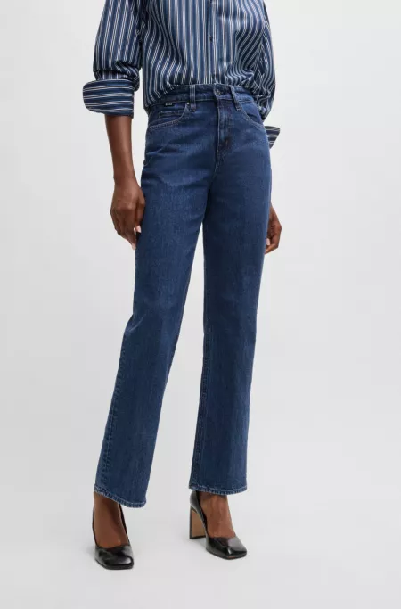 Slim-fit jeans in deep-blue comfort-stretch denim