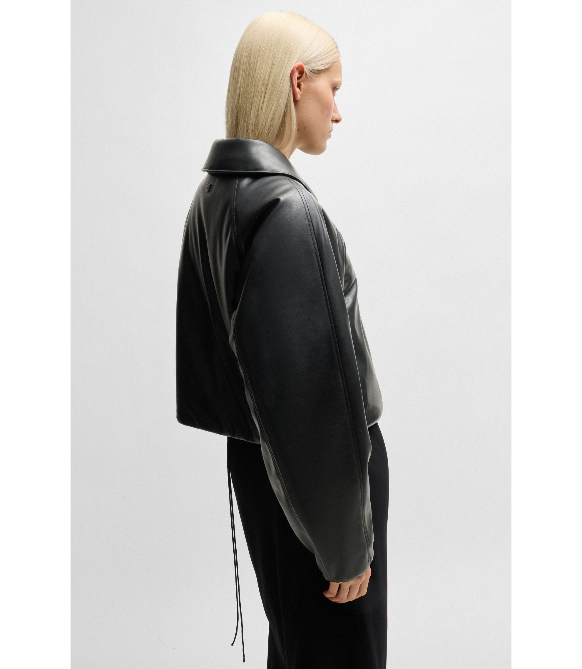 HUGO - Balloon-shape jacket in padded faux leather - Black