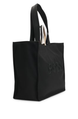 Tote bag with oversize embroidered logo, Black