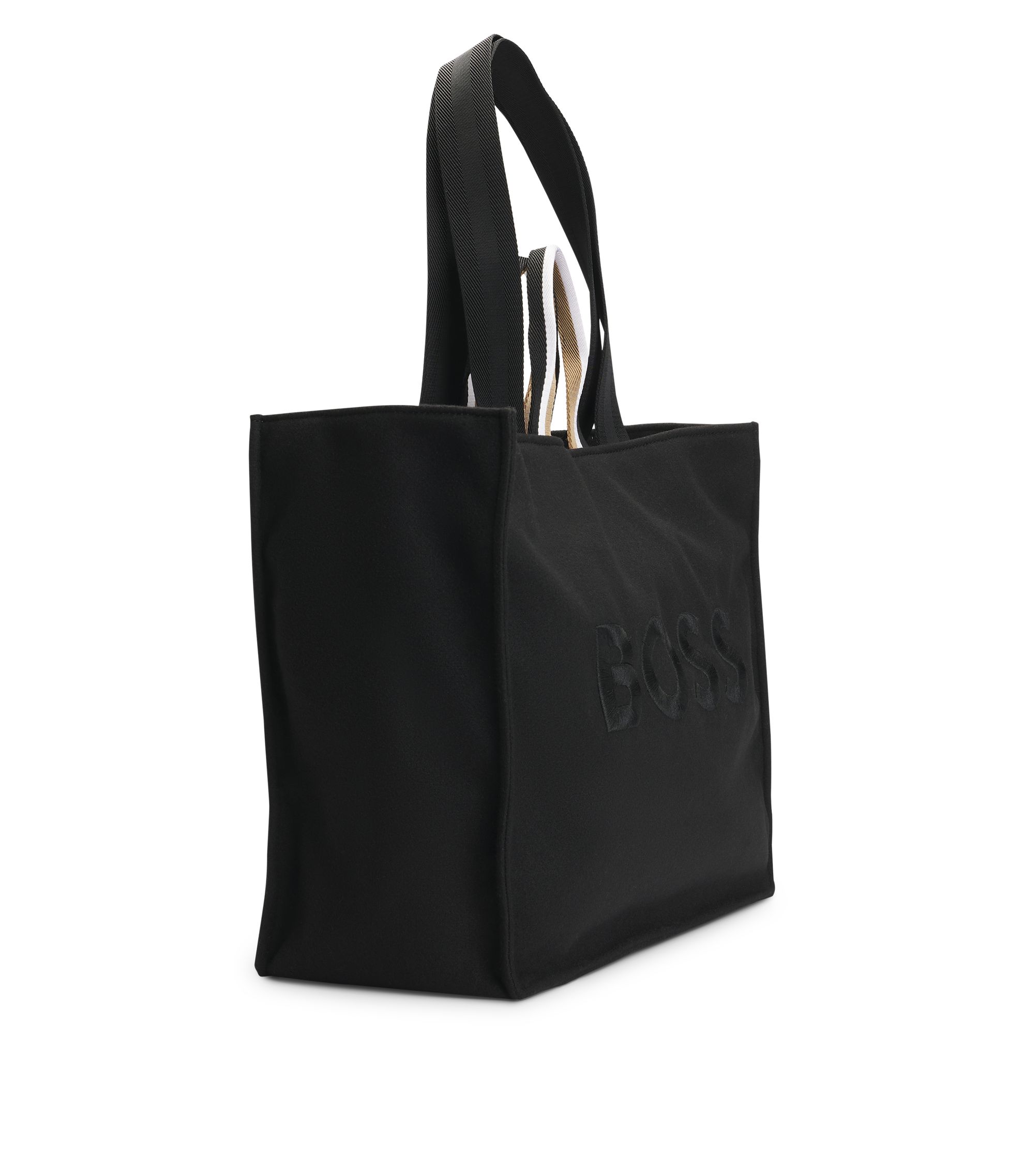 BOSS - Tote bag with oversize embroidered logo - Black