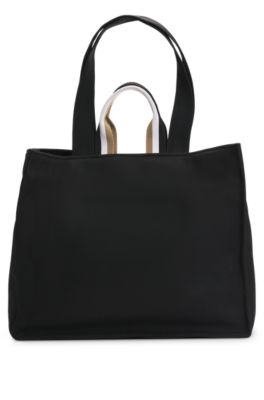 Tote bag with oversize embroidered logo, Black