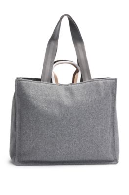 Tote bag with oversize embroidered logo, Grey