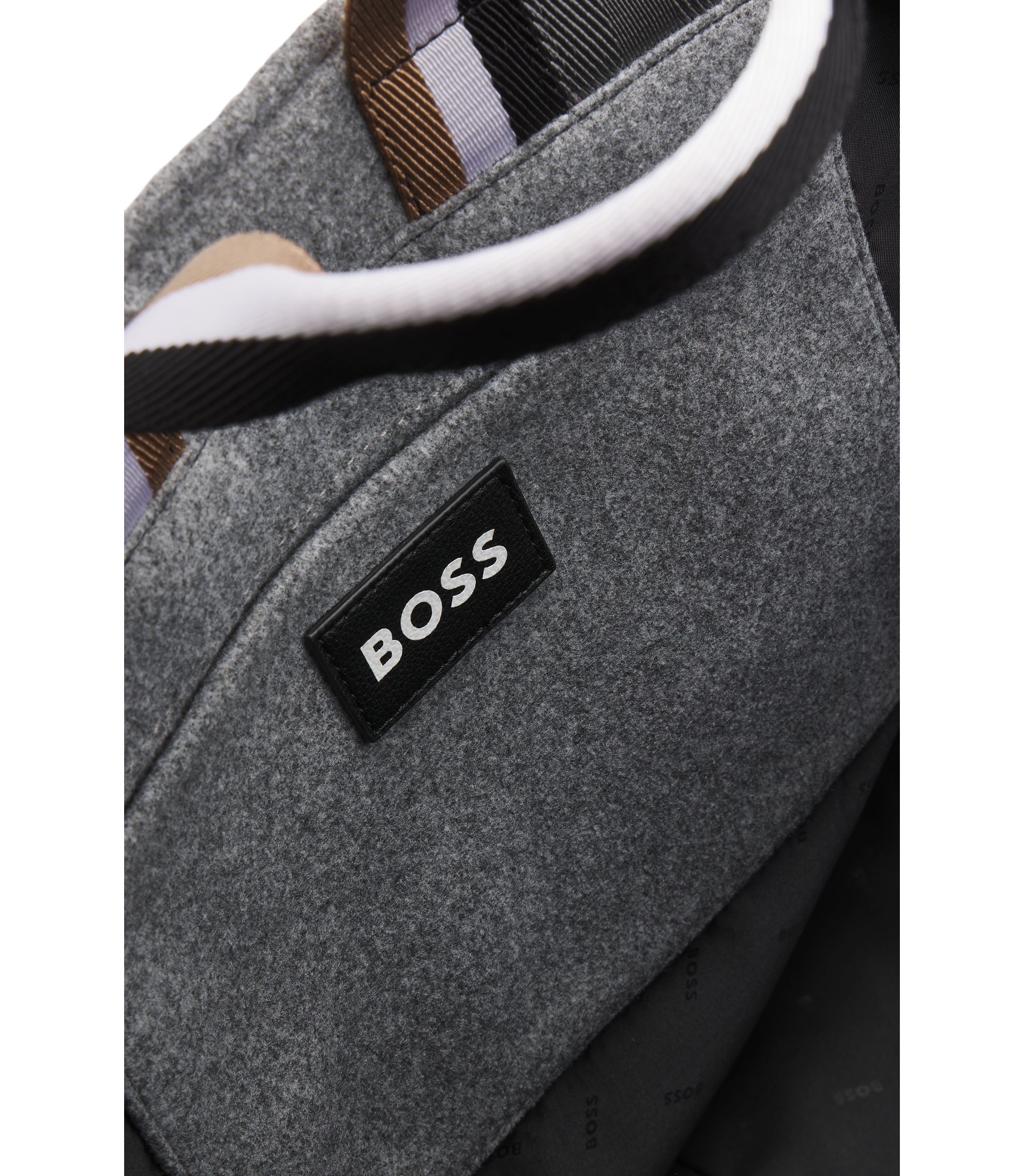 BOSS - Tote bag with oversize embroidered logo - Grey