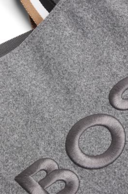 Tote bag with oversize embroidered logo, Grey