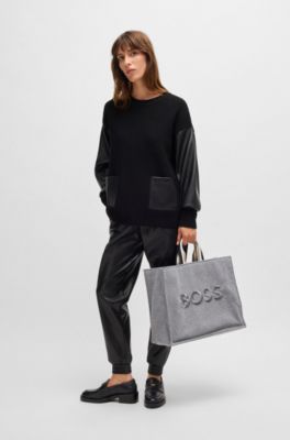 BOSS グレー トートバッグ BOSS グレー トートバッグ BOSS - Tote bag with oversize embroidered