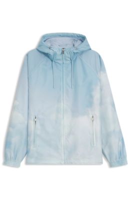 Water-repellent jacket with cloud artwork, Light Blue