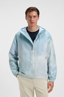 Water-repellent jacket with cloud artwork, Light Blue