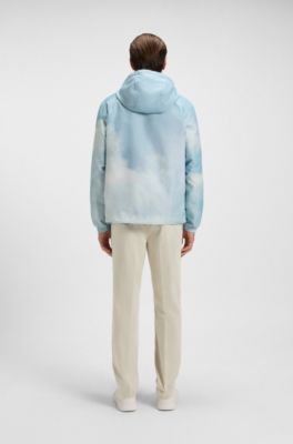 Water-repellent jacket with cloud artwork, Light Blue