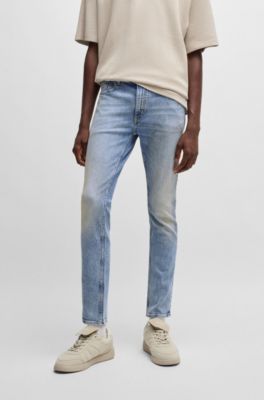 Jeans extra slim fit de denim el&aacute;stico azul lavado a la piedra, Azul