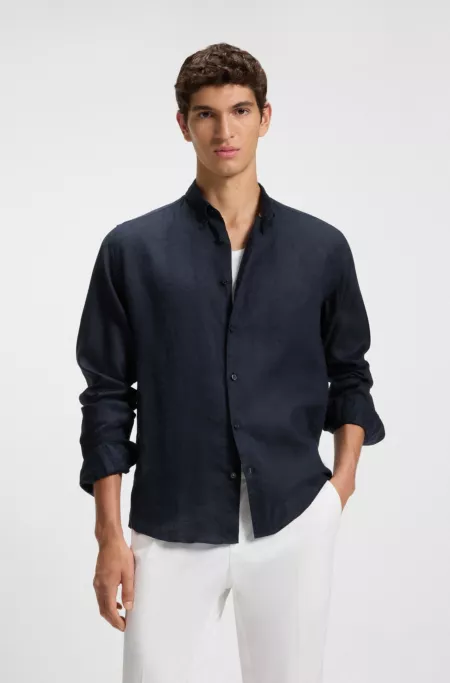 Regular-fit shirt in 100% linen