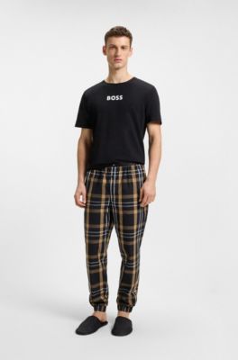 Fleece-lined slippers with monogrammed uppers and open back, Black