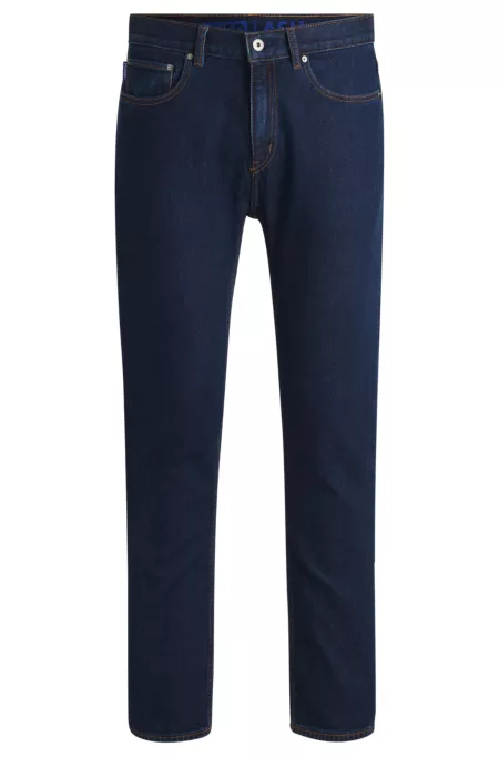 Slim-fit jeans in dark-blue stretch denim
