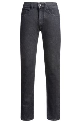 Slim-fit jeans in black stonewashed stretch denim, Dark Grey