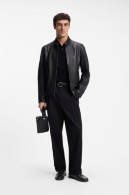 Bolso cruzado de piel italiana con herrajes plateados, Negro