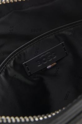 Reporter bag in natural-grain Italian leather, Black