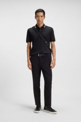 Embossed-logo reporter bag in Italian leather