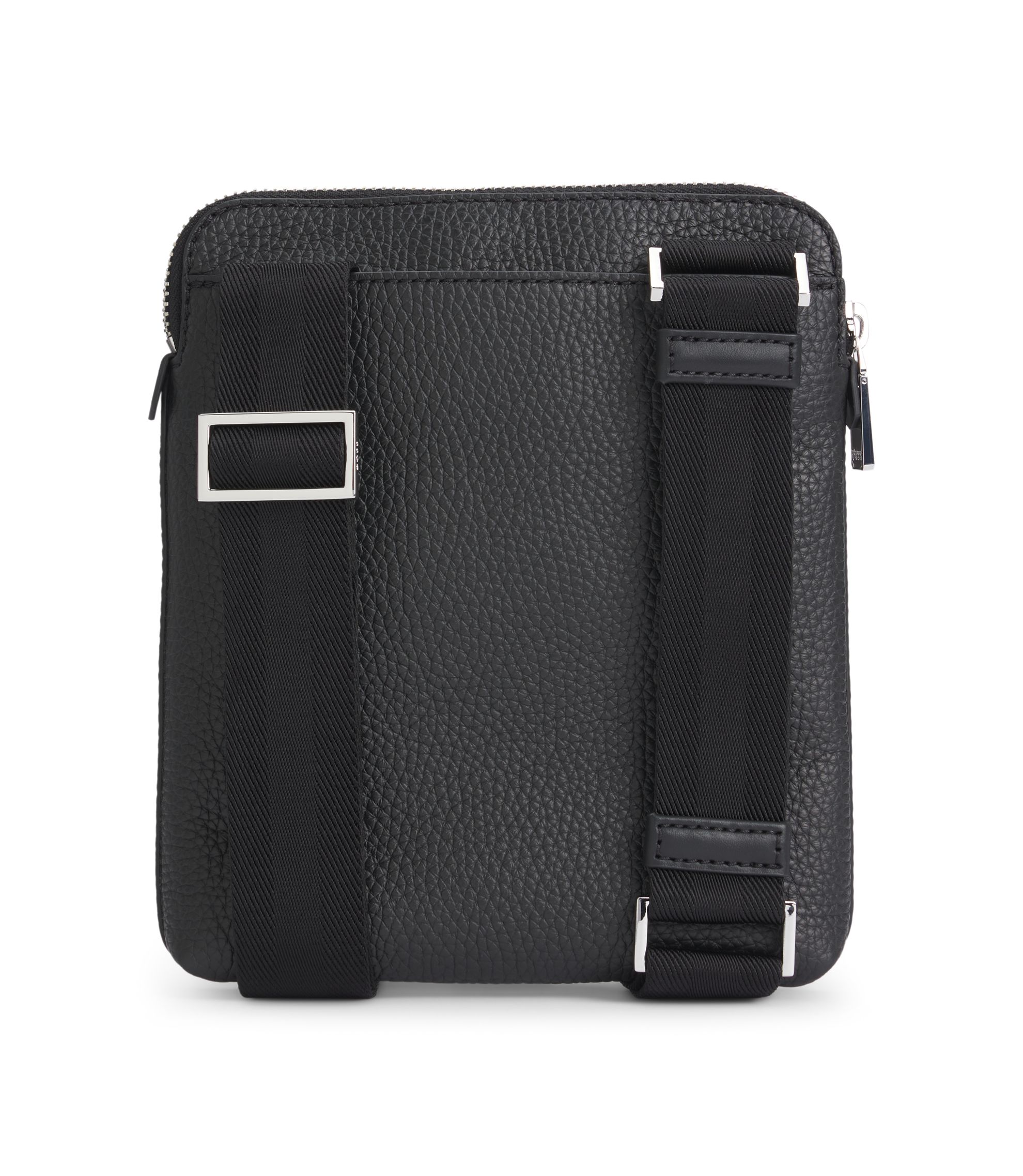 BOSS - Embossed-logo envelope bag in Italian leather - Black