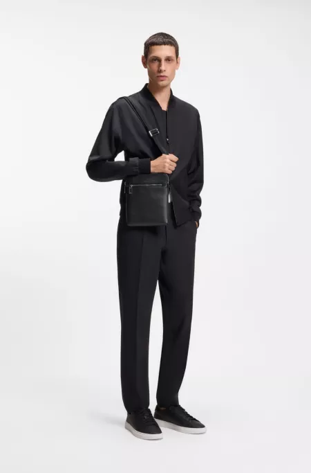 Embossed-logo envelope bag in Italian leather