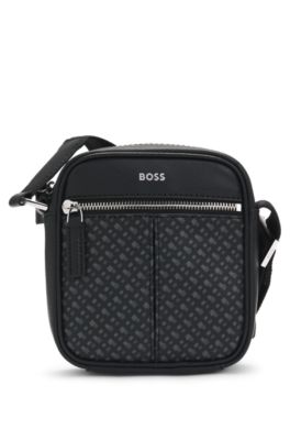 HUGO BOSS MONOGRAM-PANEL REPORTER BAG WITH FOIL-PRINT LOGO