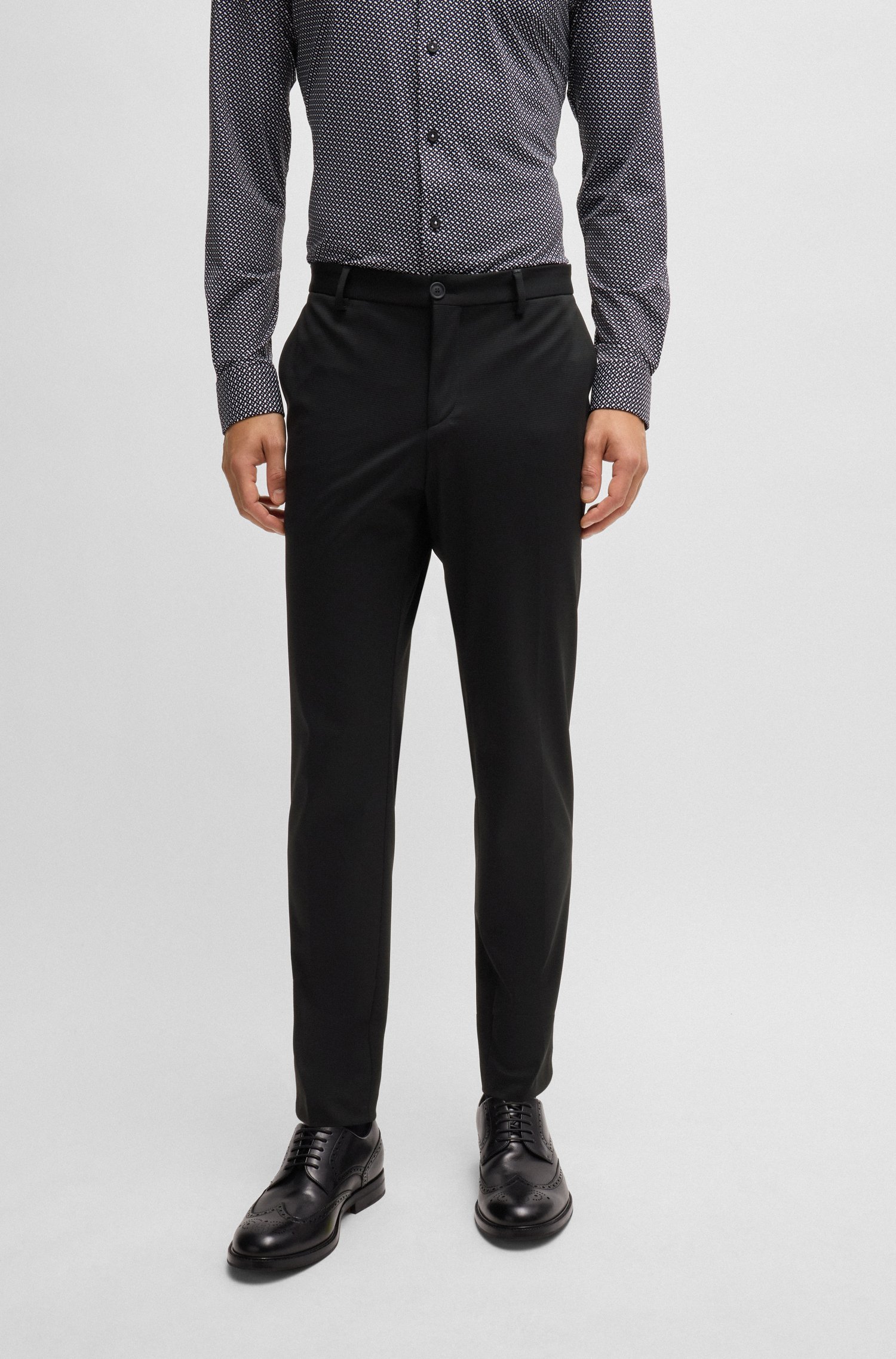 Slim-fit trousers micro-patterned performance-stretch jersey