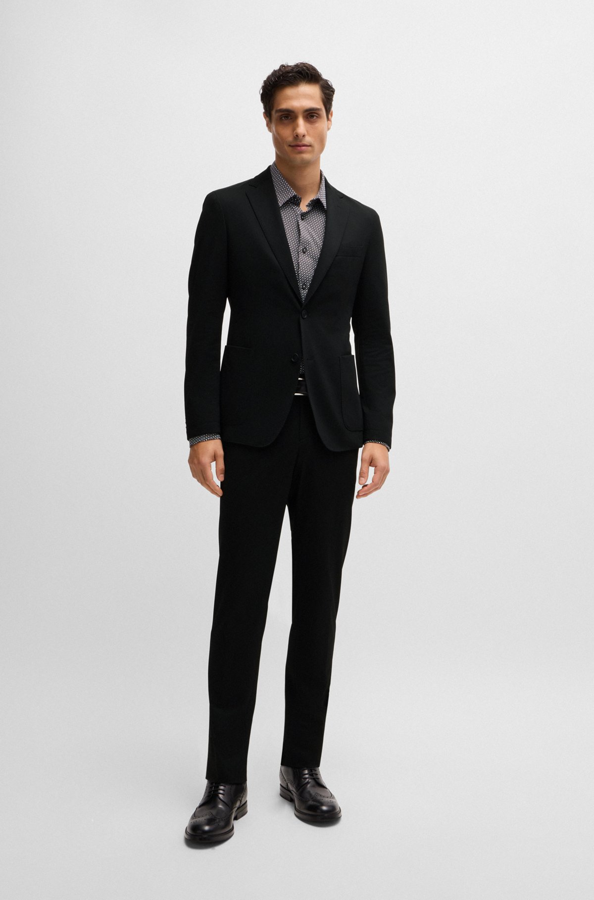 BOSS - Slim-fit jacket in patterned performance-stretch BOSS - Slim-fit jacket in patterned performance-stretch