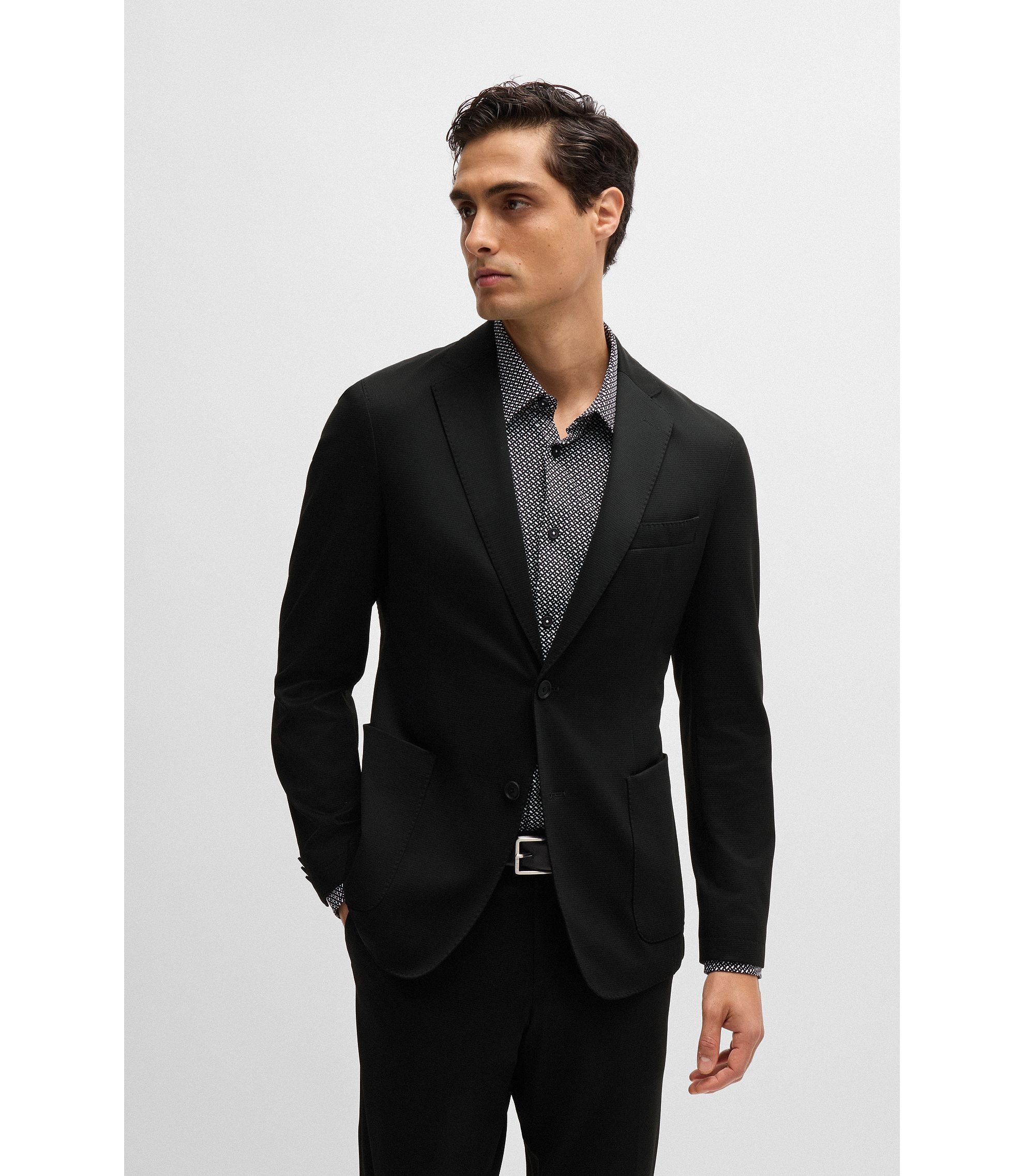 BOSS - Slim-fit jacket in patterned performance-stretch BOSS - Slim-fit jacket in patterned performance-stretch